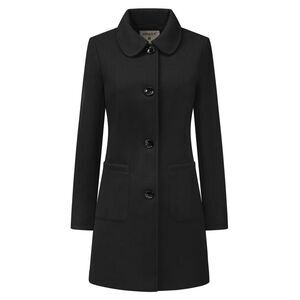 Turn Down Collar Single Breasted Winter Outwear Trench Coat Black
